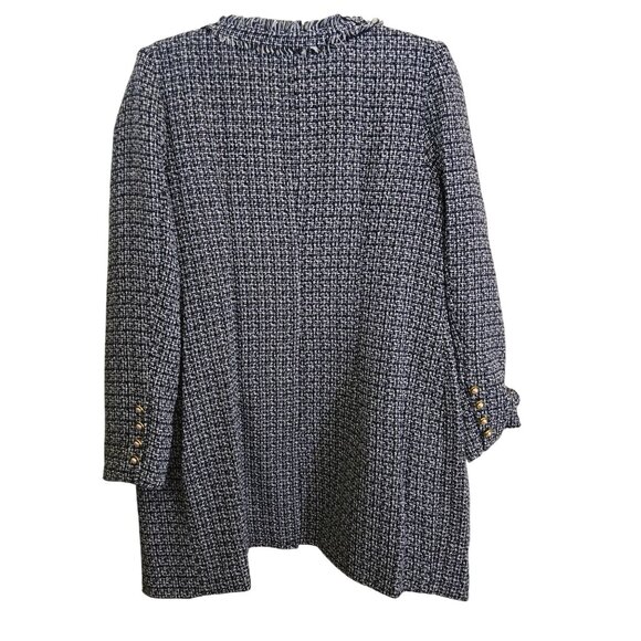 Nanette Lepore Tweed Frayed Blazer In Very Black Lady Jacket Pearl Button Size M - Picture 3 of 9